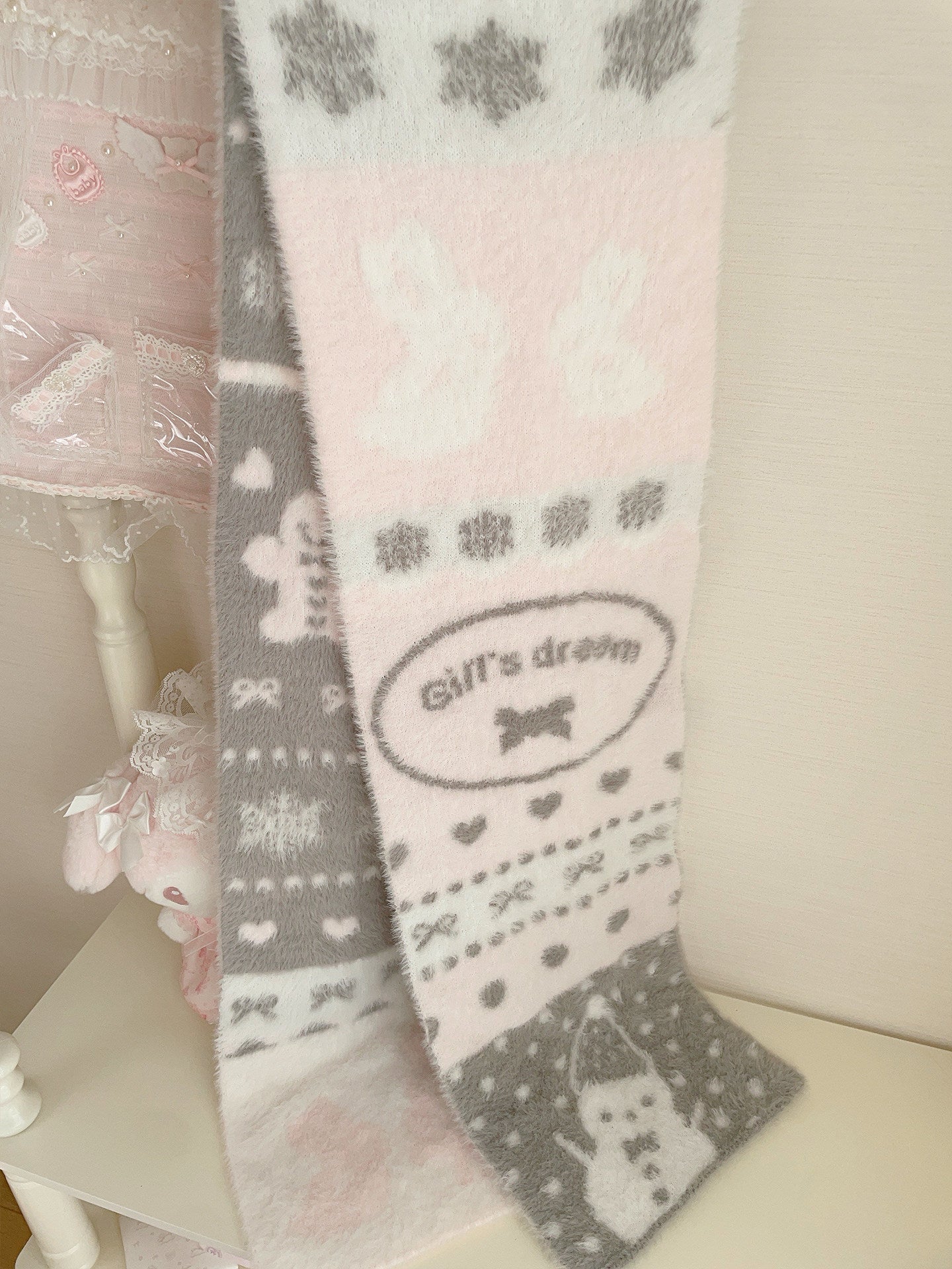 Winter bunny kawaii scarf