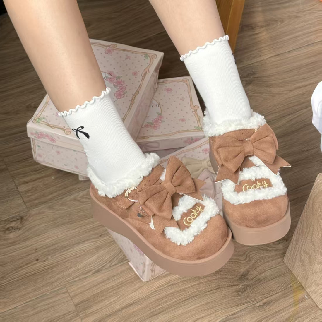 kawaii winter thick-soled velvet shoes