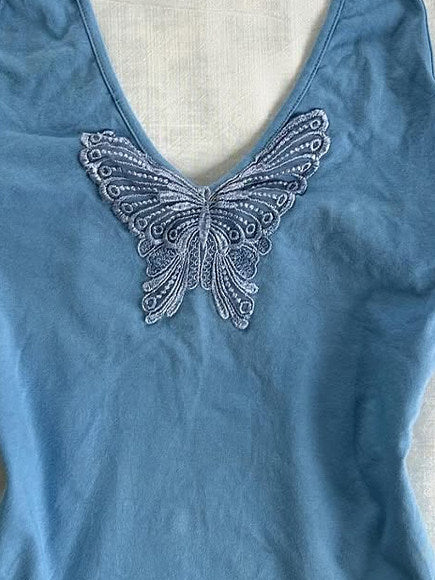 blue butterfly tank top