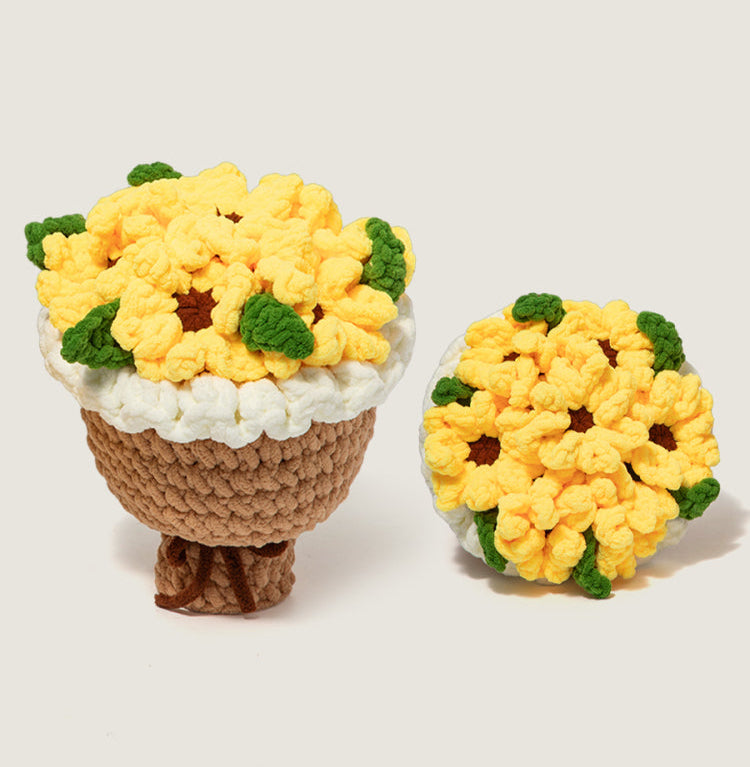 handmade knitted Sunflower bouquet