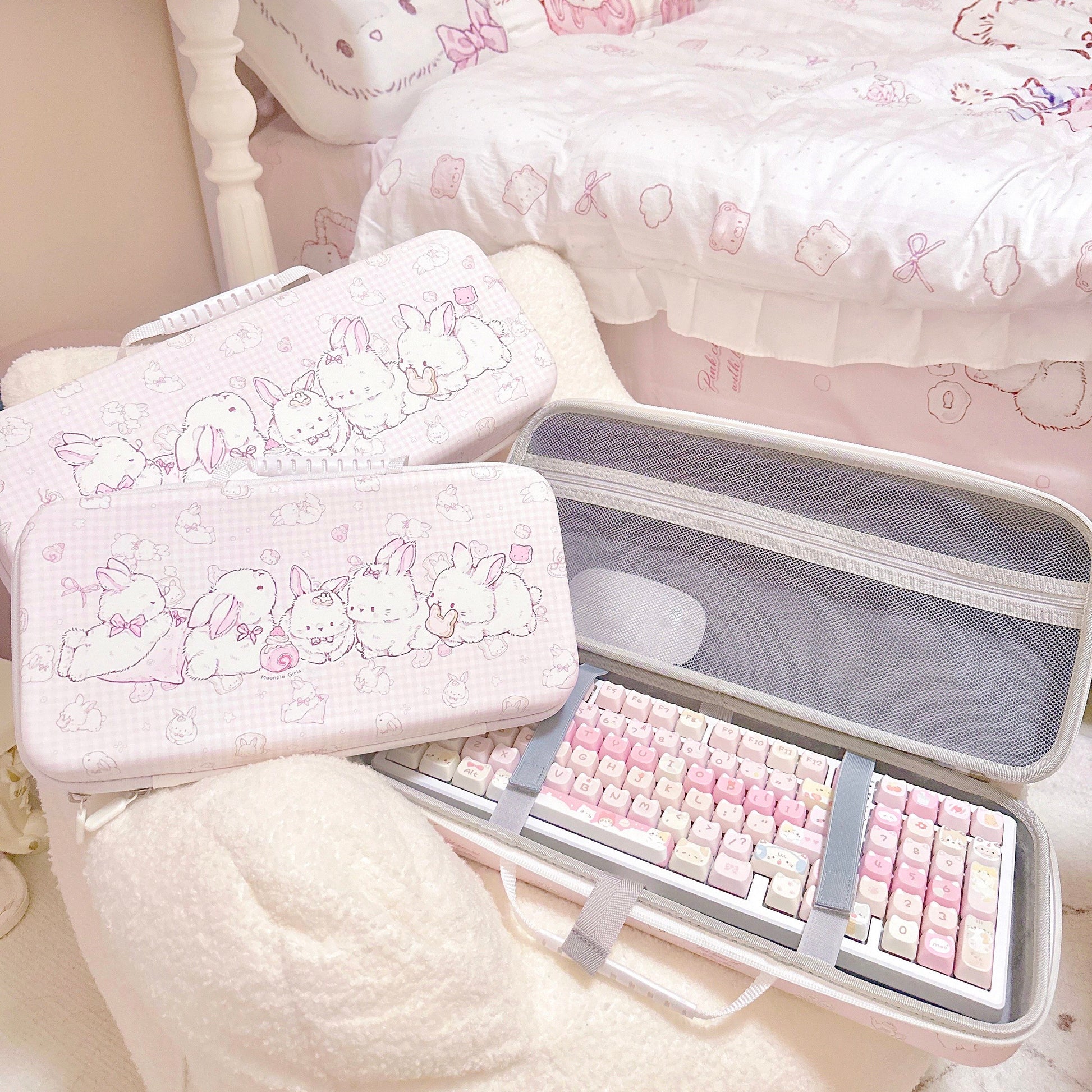 kawaii pink mechanical keyboard storage bag