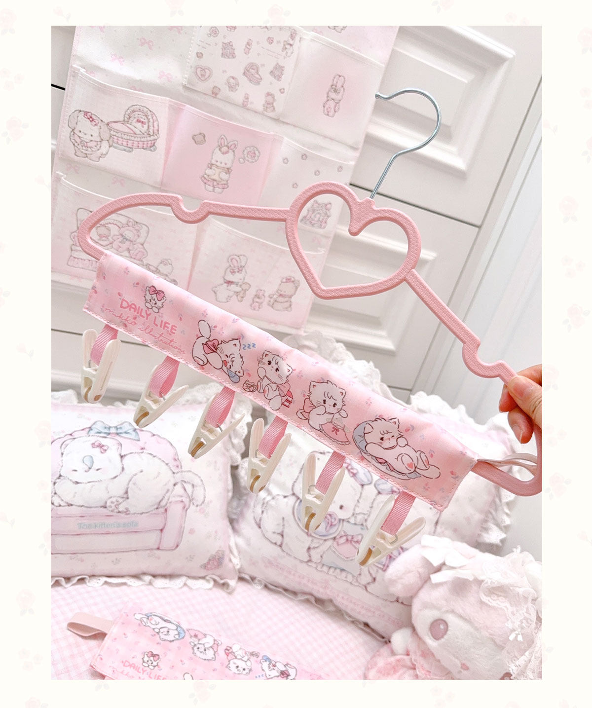 kawaii pink underwear drying rack