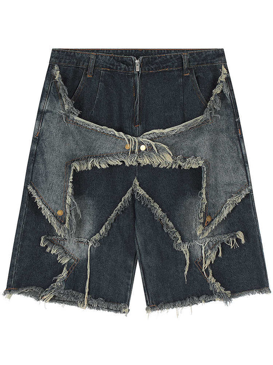 Y2K Grunge Street Star Denim Shorts