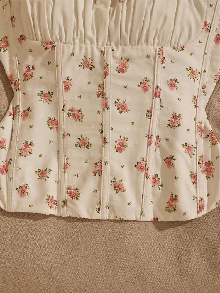 French Floral Bow Tank Top