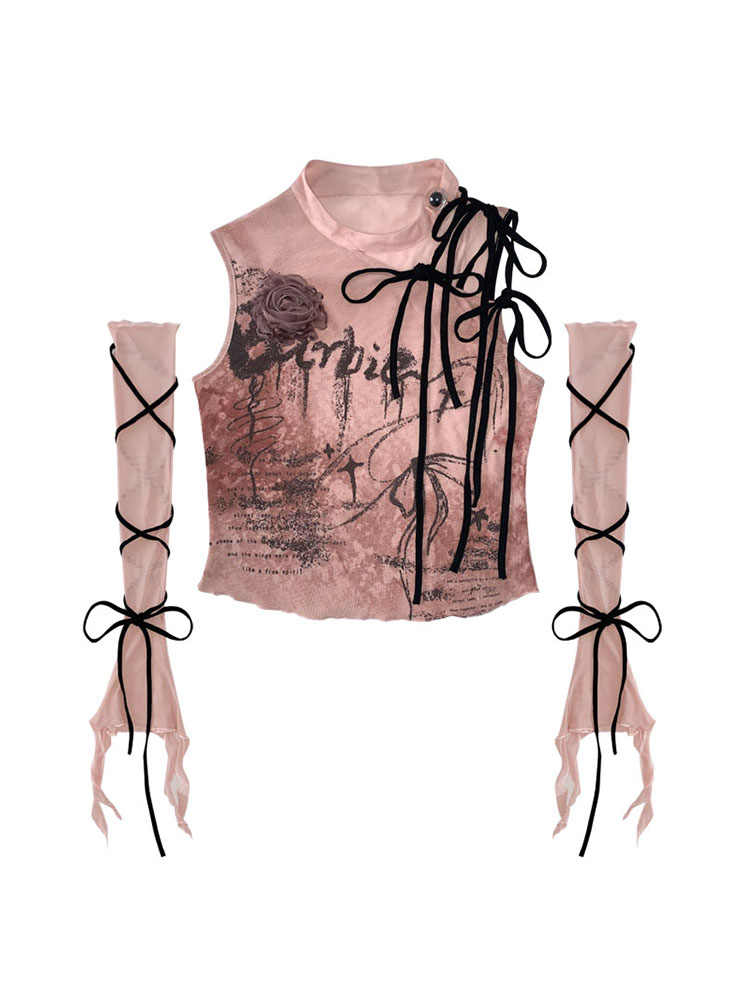 Rose Hollow Halter Neck Top