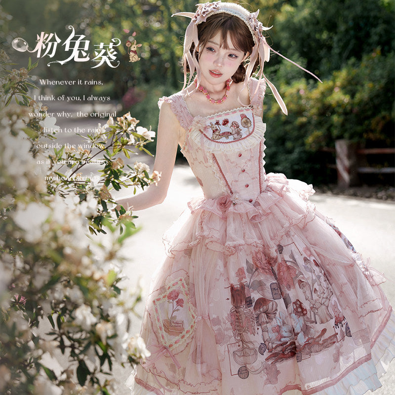 pink rabbit straps corset lolita dress