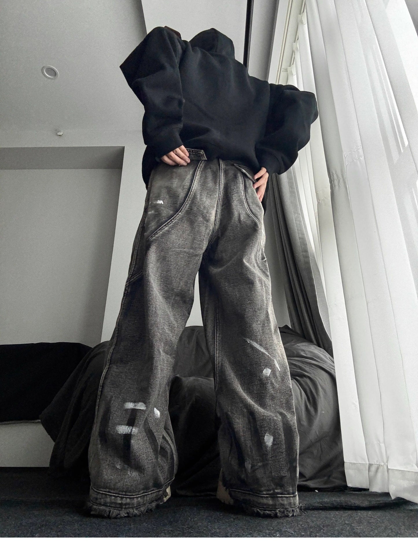 Vintage Distressed Graffiti Oversized Jeans