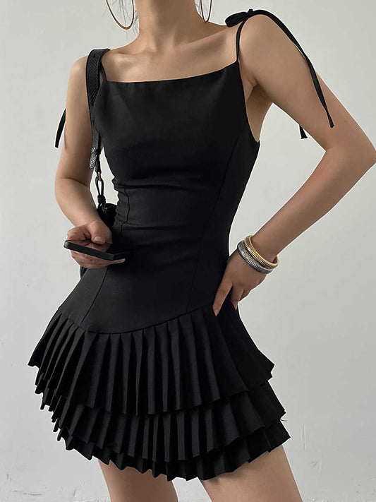 Layered Pleated Dark Coquette Dress