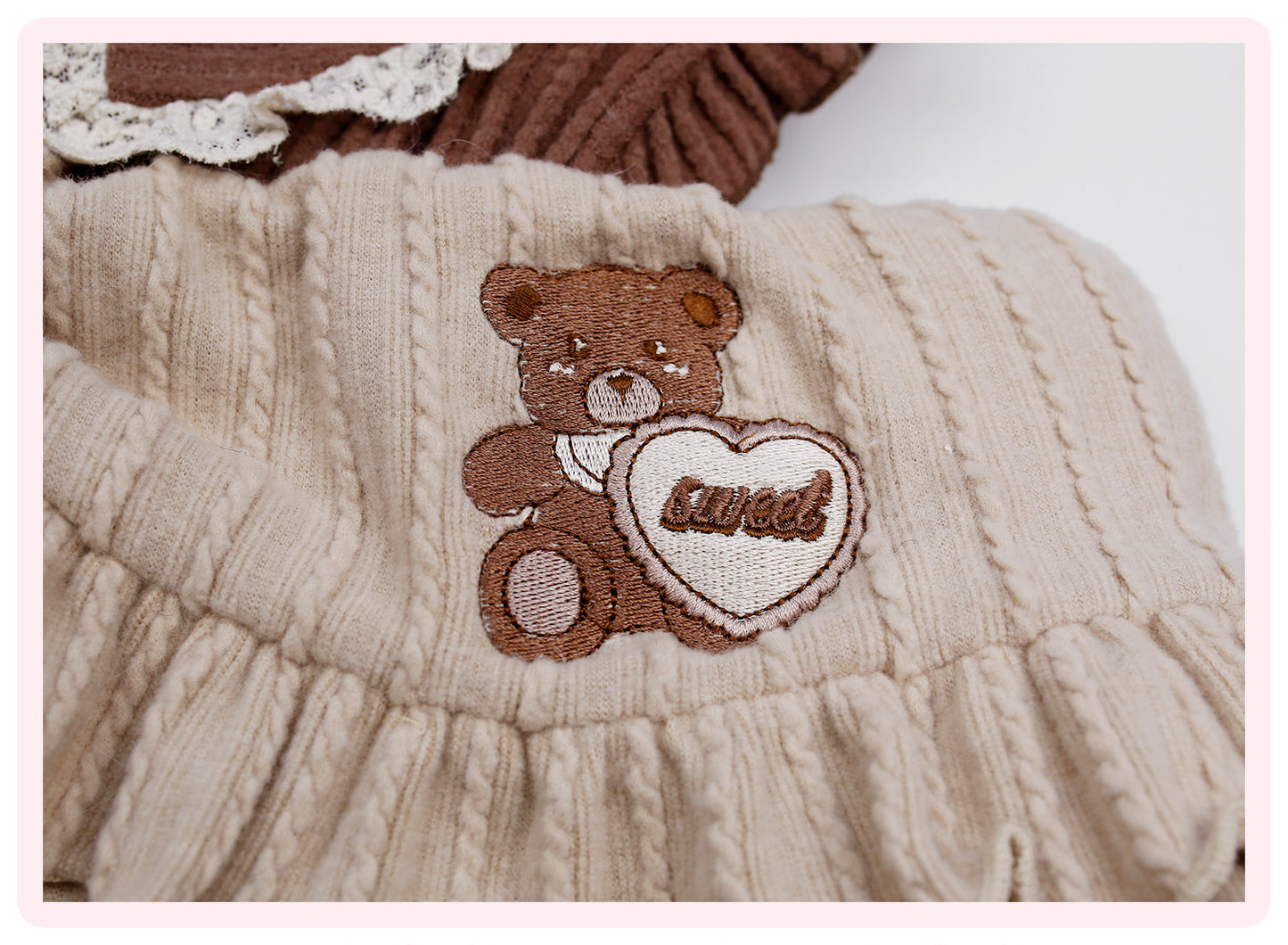 brown plaid bow kawaii jumper