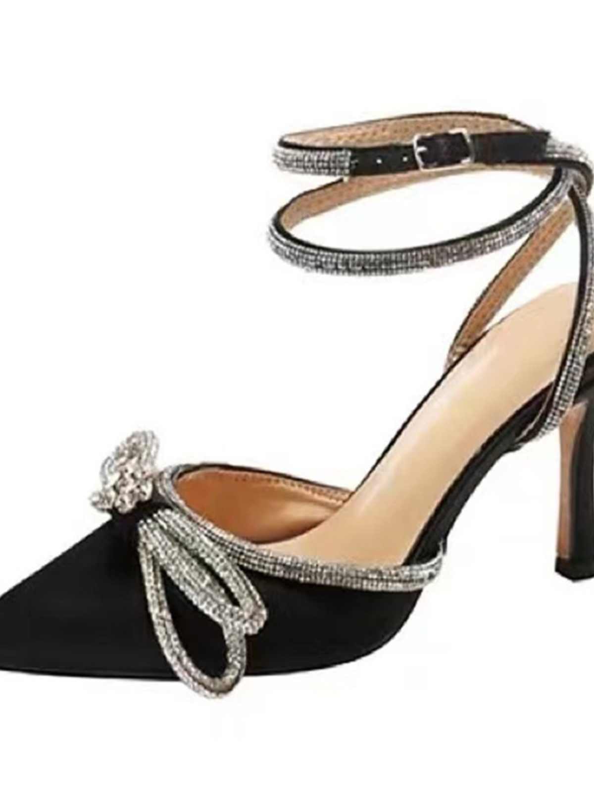 Dark Coquette Rhinestone High-heeled Sandals