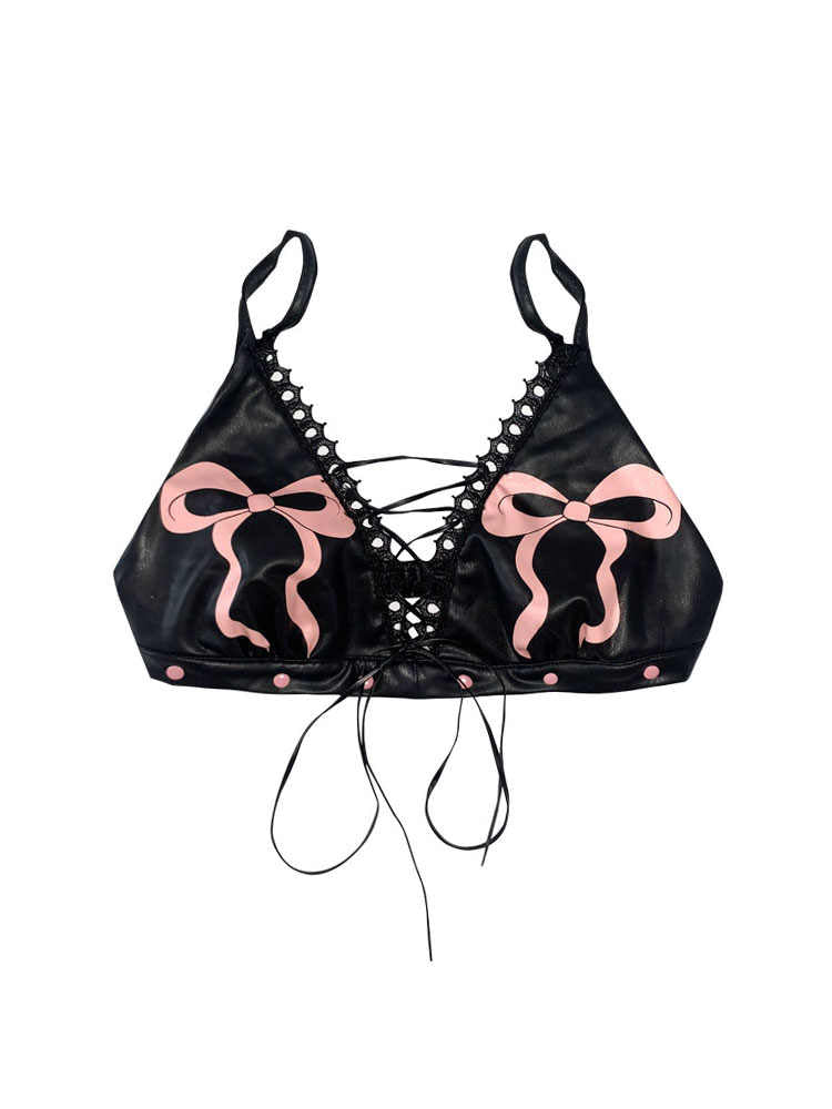 Bows Punk Leather Bra