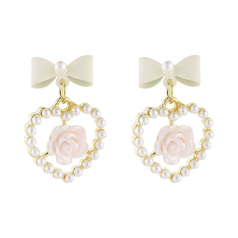 hearts pearls kawaii earrings