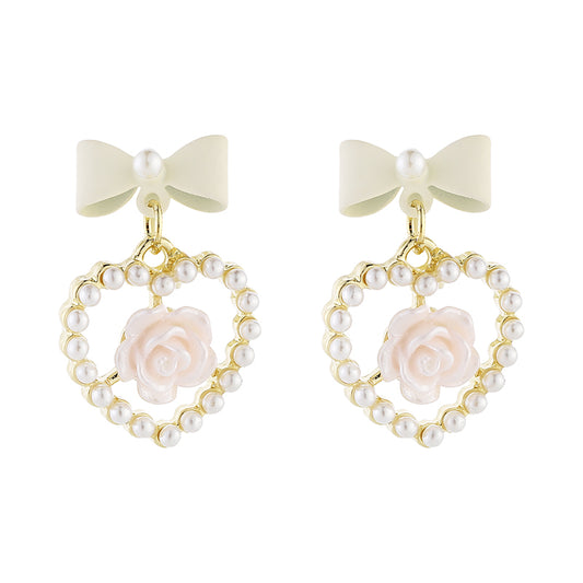 hearts pearls kawaii earrings