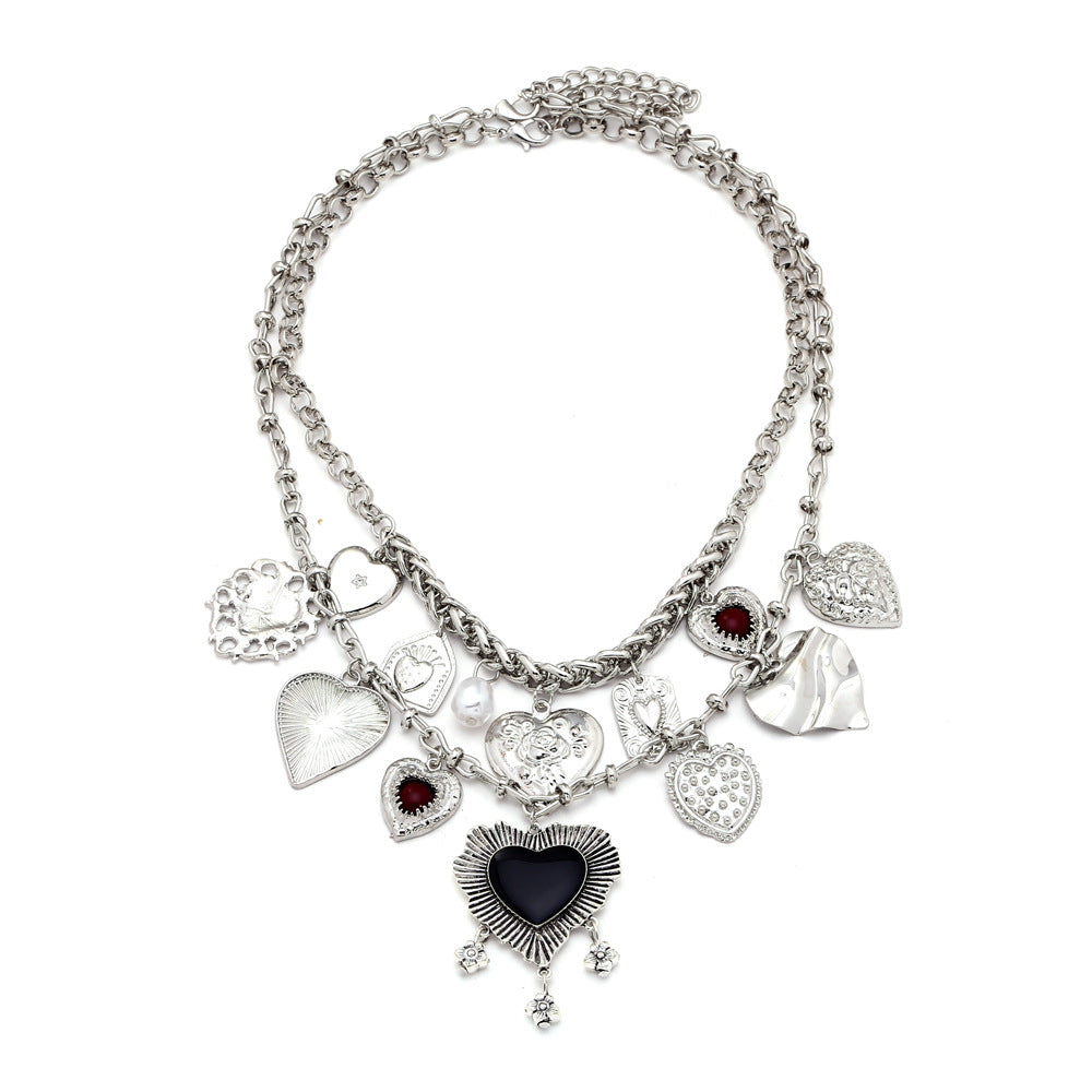 Dark Coquette Hearts Pendant Necklace