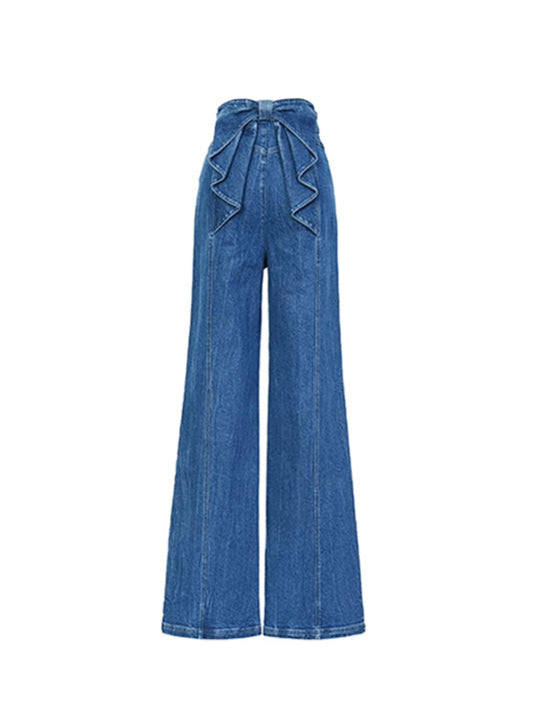 French Back Waist Bow Jeans