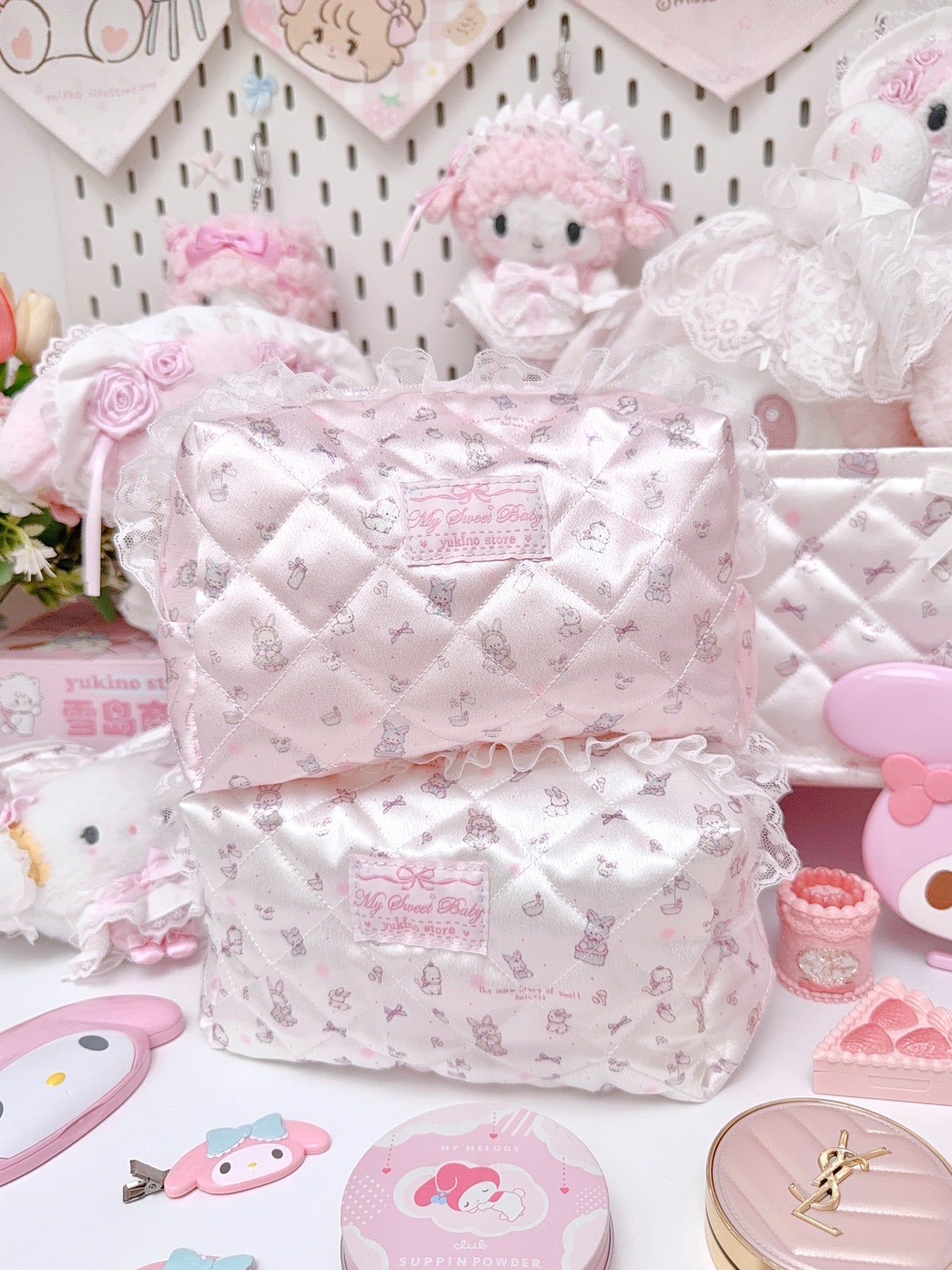 girly cute pink storage cosmetic bag