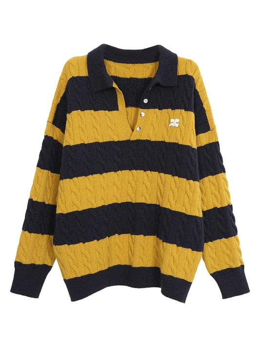 Preppy Loose Striped Retro Sweater