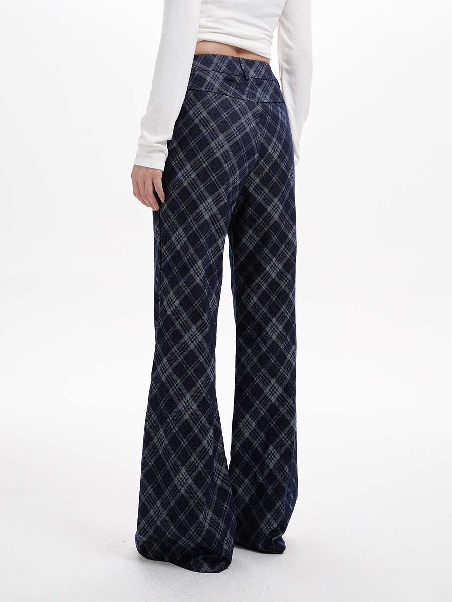 Preppy Plaid Wide-leg Pants