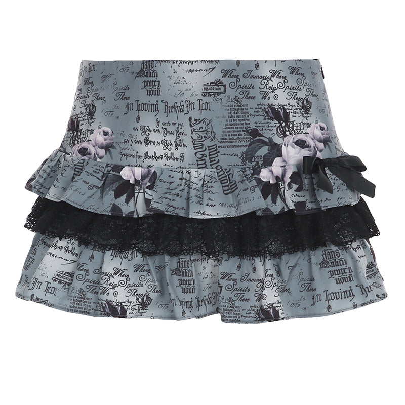 Y2K Bow Dark Grunge Cake Skirt