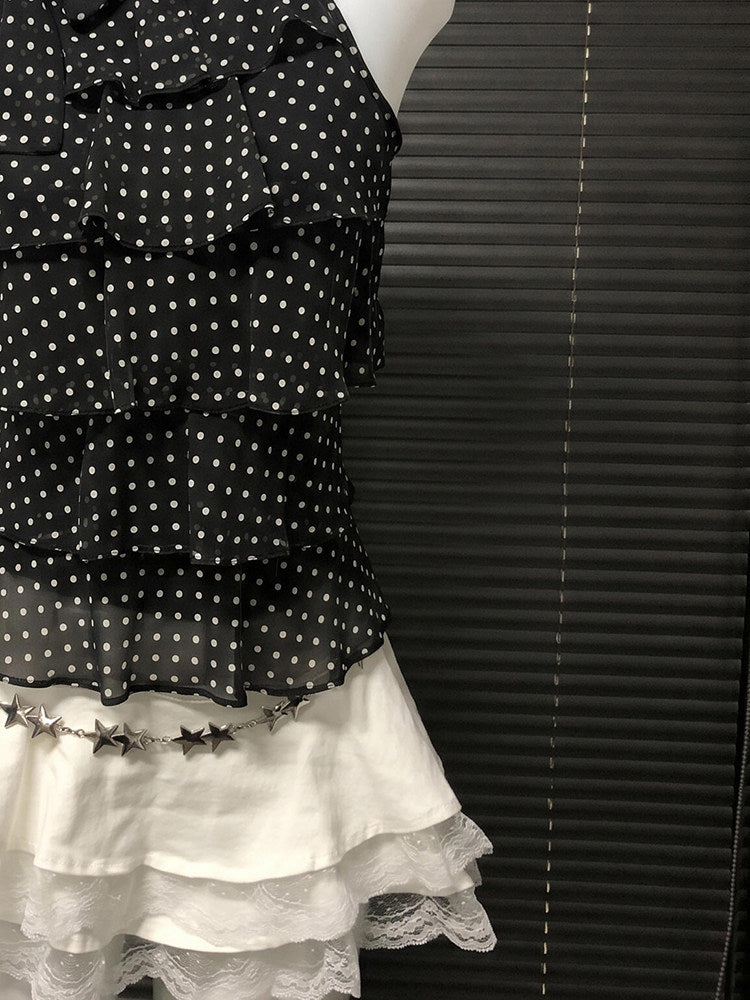 polka dots mesh bow top