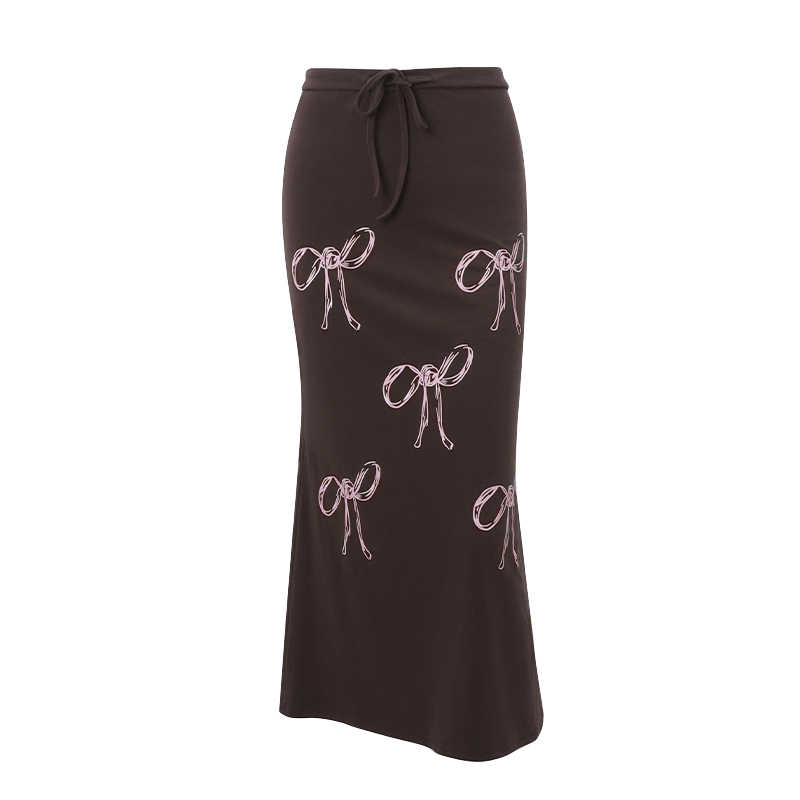 Bow-knot Printed Tulle Dark Coquette Skirt