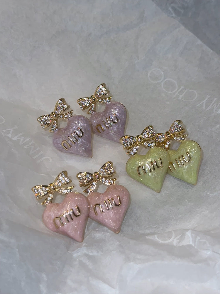 heart bow kawaii earrings
