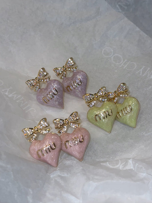 heart bow kawaii earrings