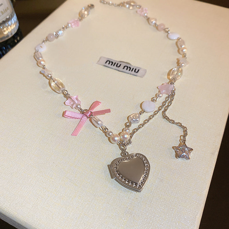 Coquette Balletcore Love Pearl Necklace