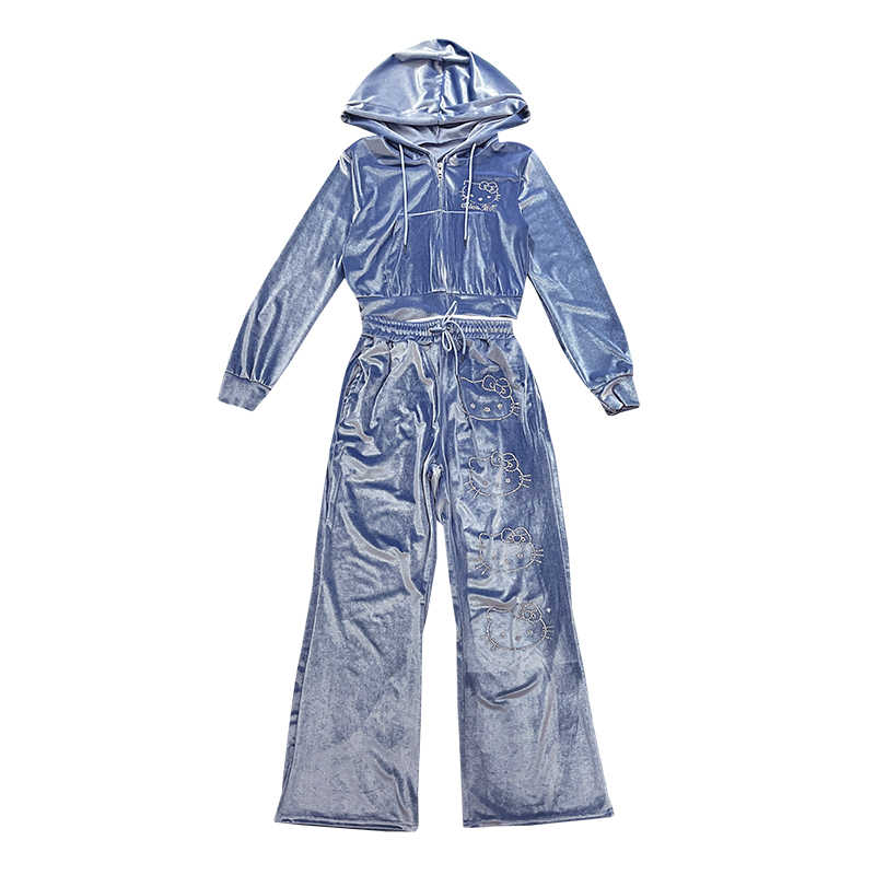 Velvet Y2K Rhinestone Sporty Suit