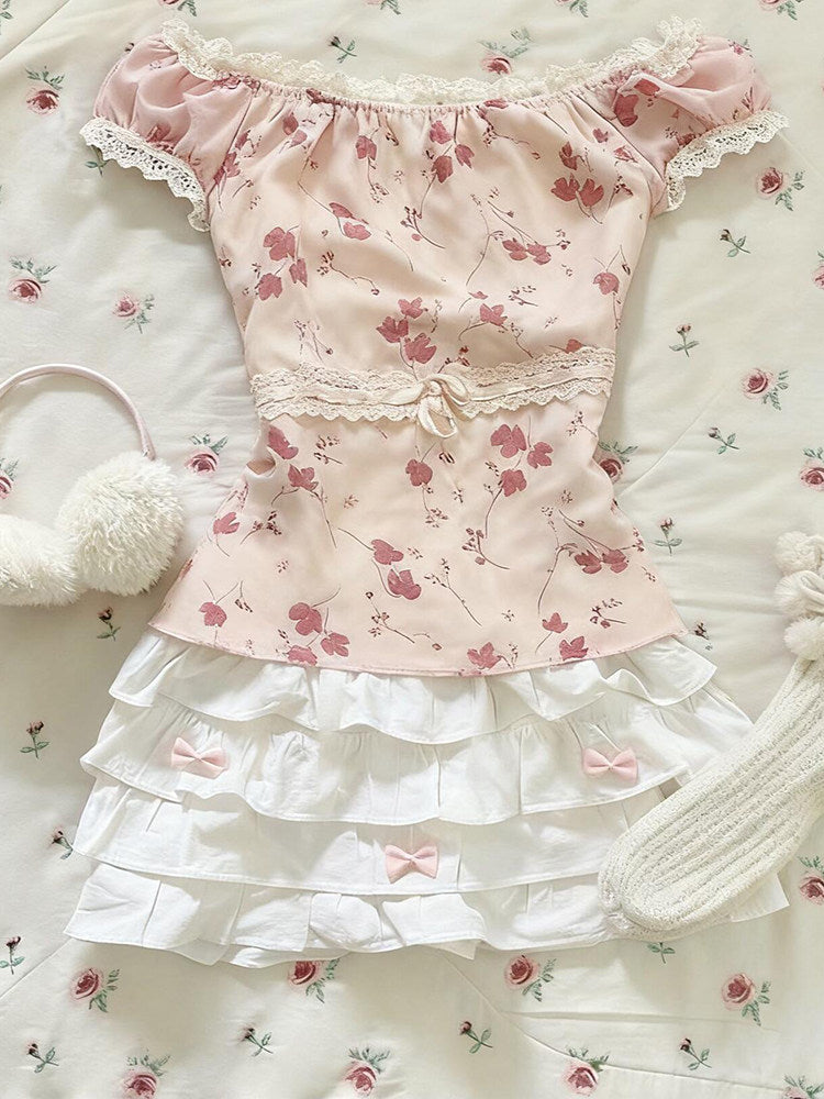 coquette floral lace trim shirt