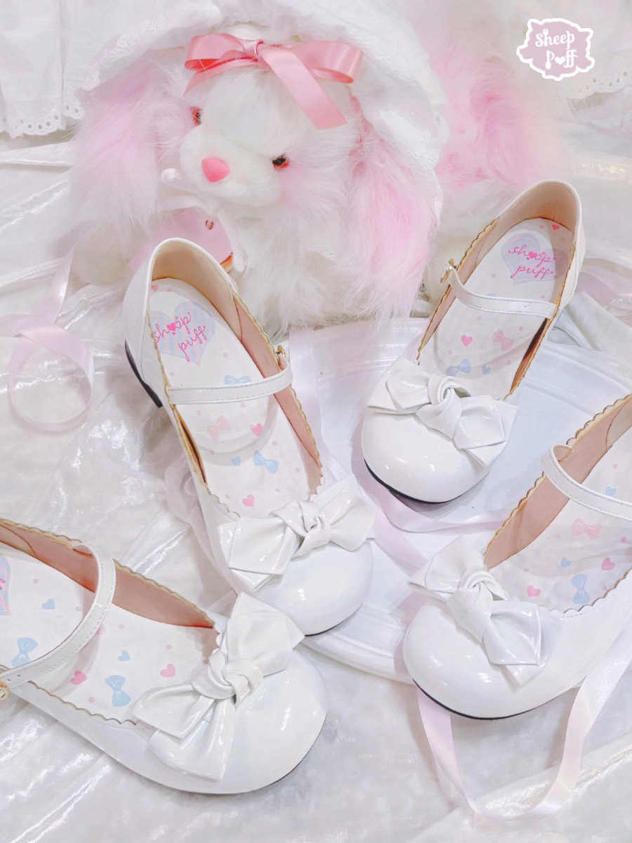 Round Toe Bow Leather Shoes