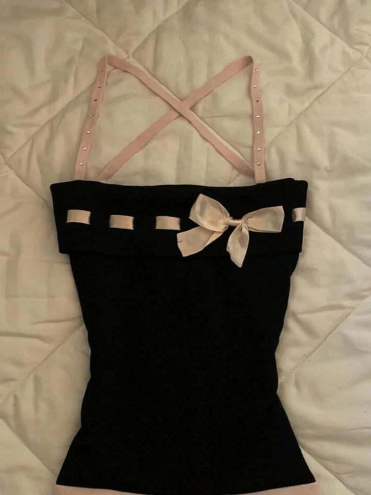 dark coquette coquette bow tank top