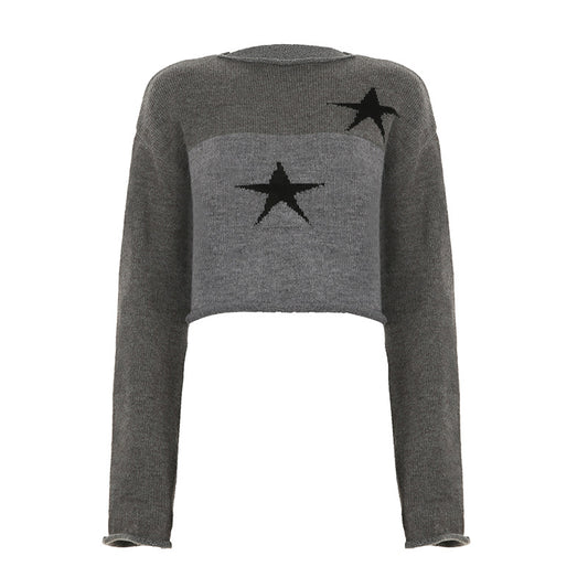 Y2K Star Girl Loose Midriff-baring Sweater