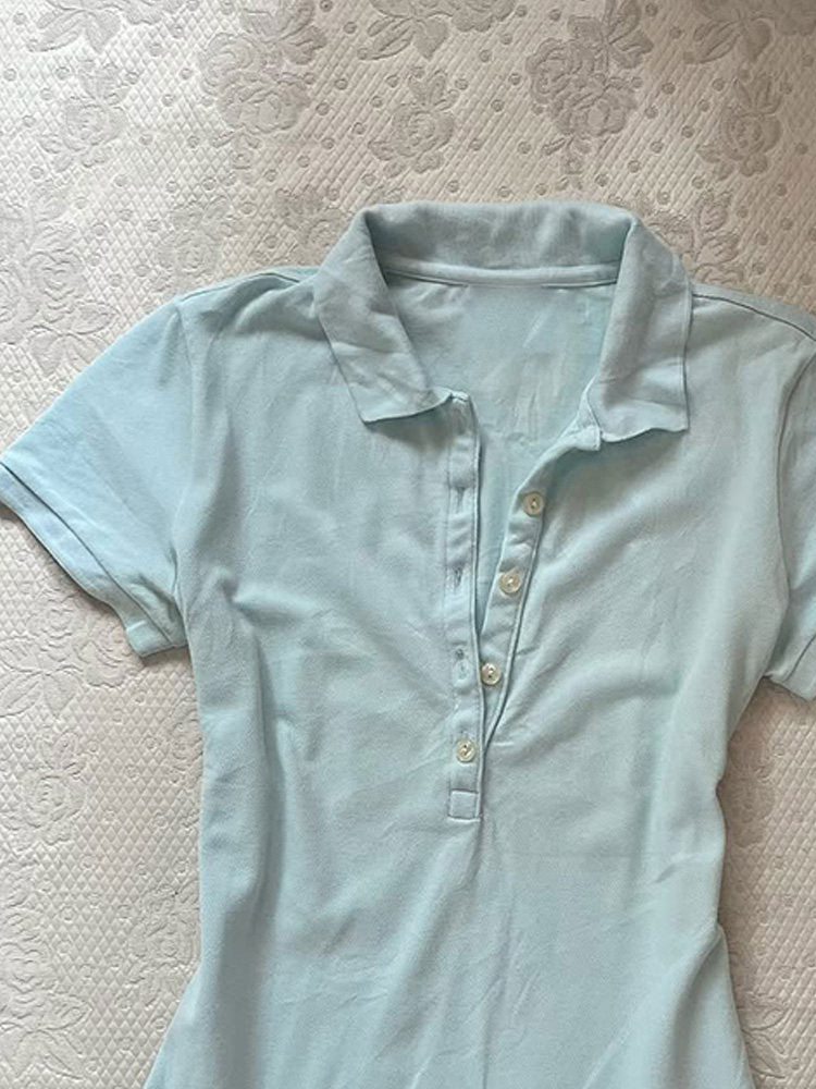 retro baby blue polo shirt