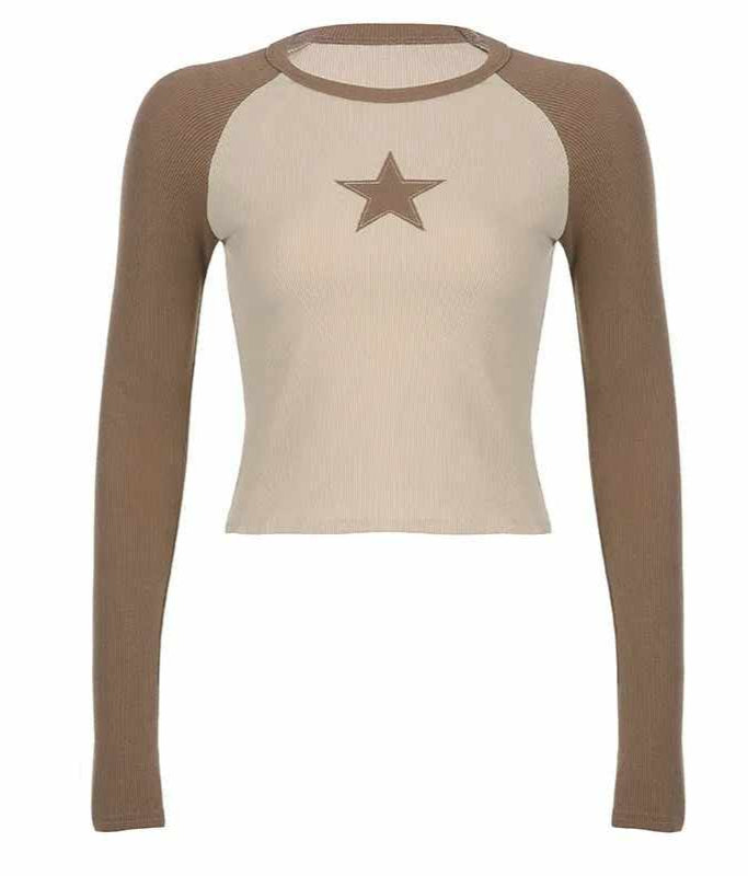 Acubi Street Retro Star Long-sleeved Top