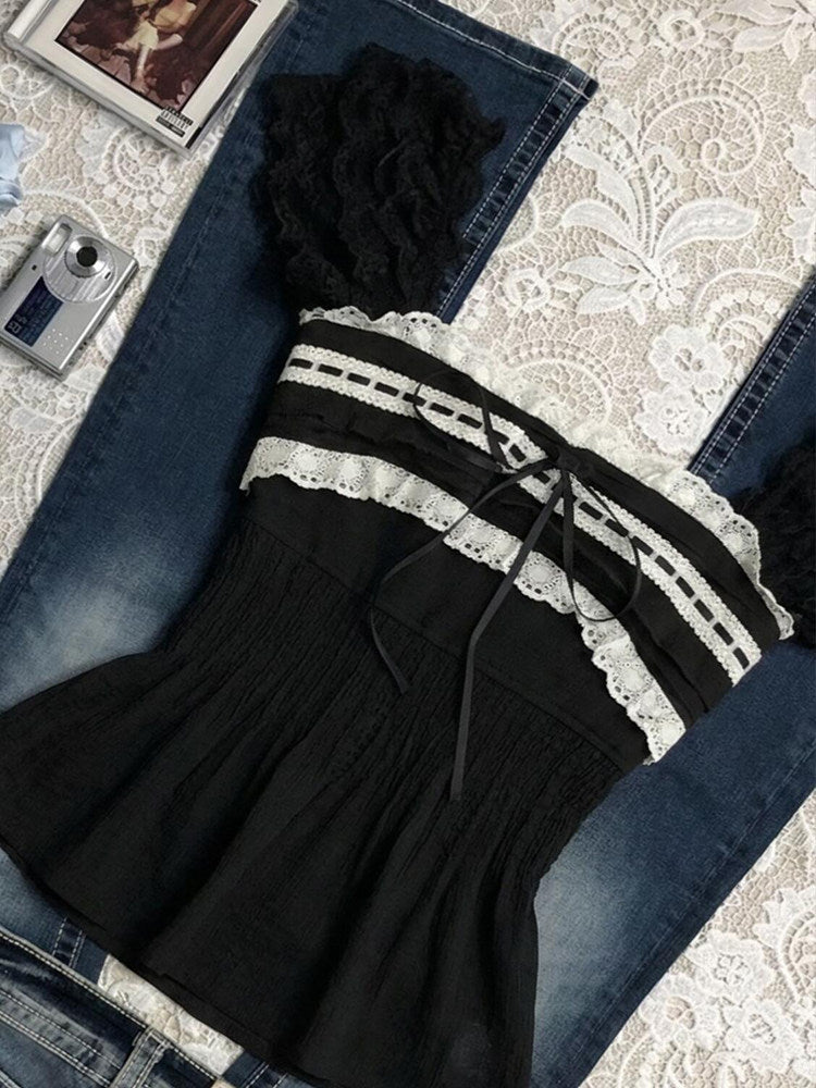 dark coquette lace shirt