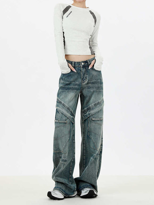 Acubi Street Splicing Straight Jeans