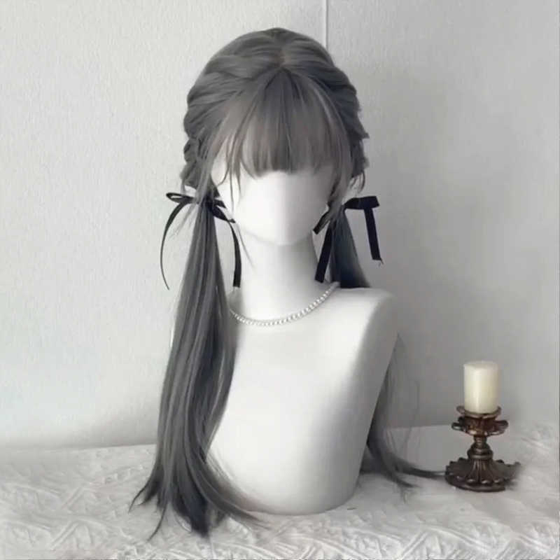 Gray Long Straight Wig