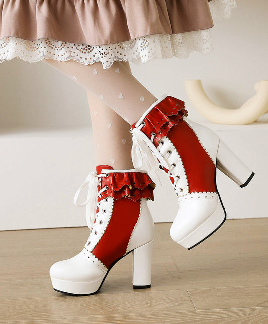 Lace Princess Short High-heeled Boots