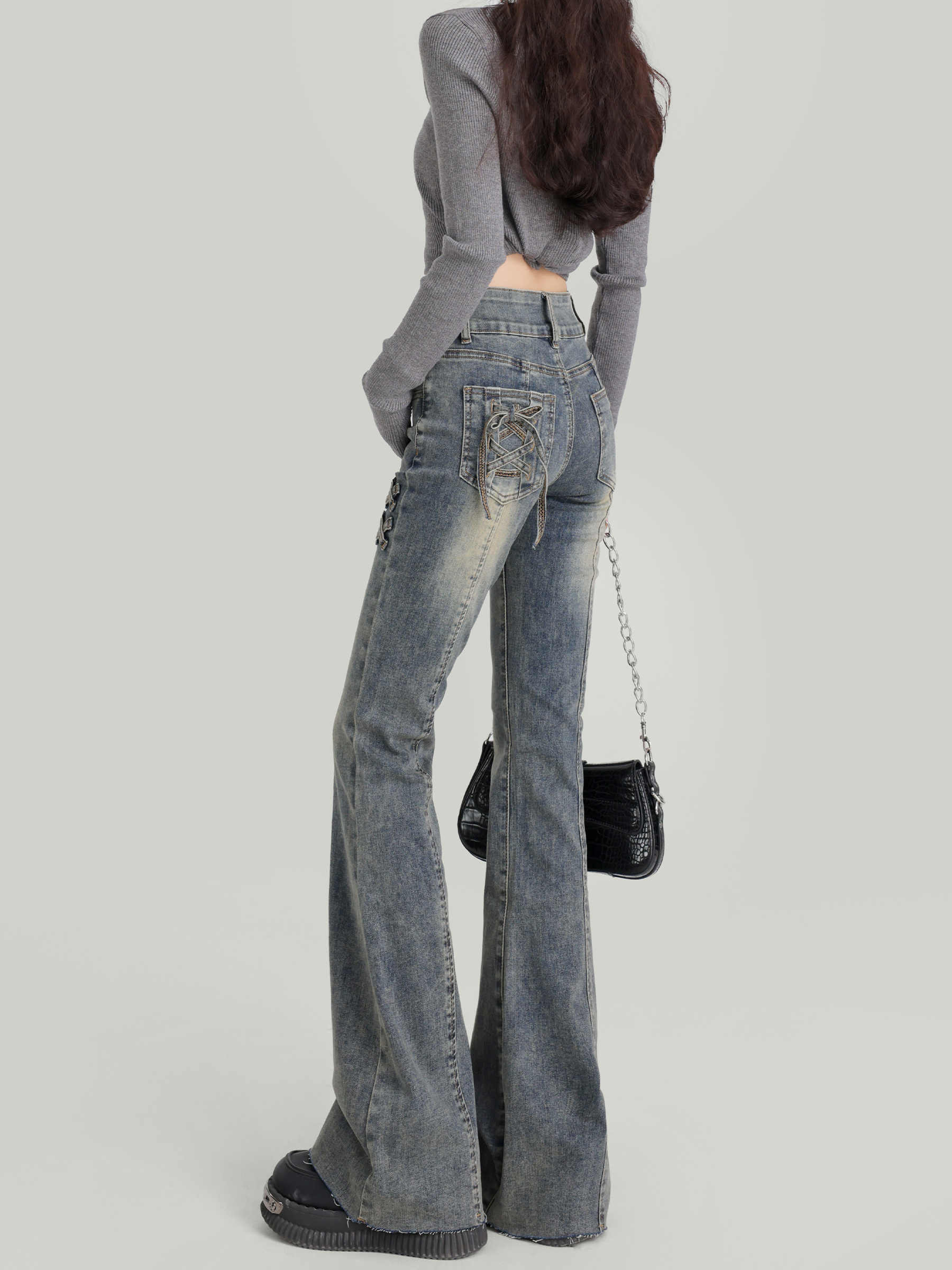 Coquette Double Button Bell Bottom Jeans