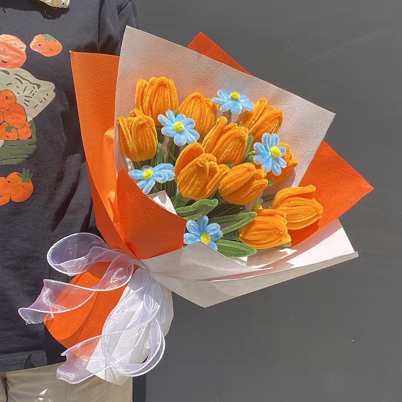 hand-woven tulips simulated twist stick bouquet