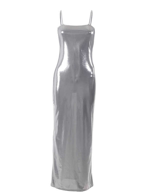 Silver Shiny See-through Hip Dress