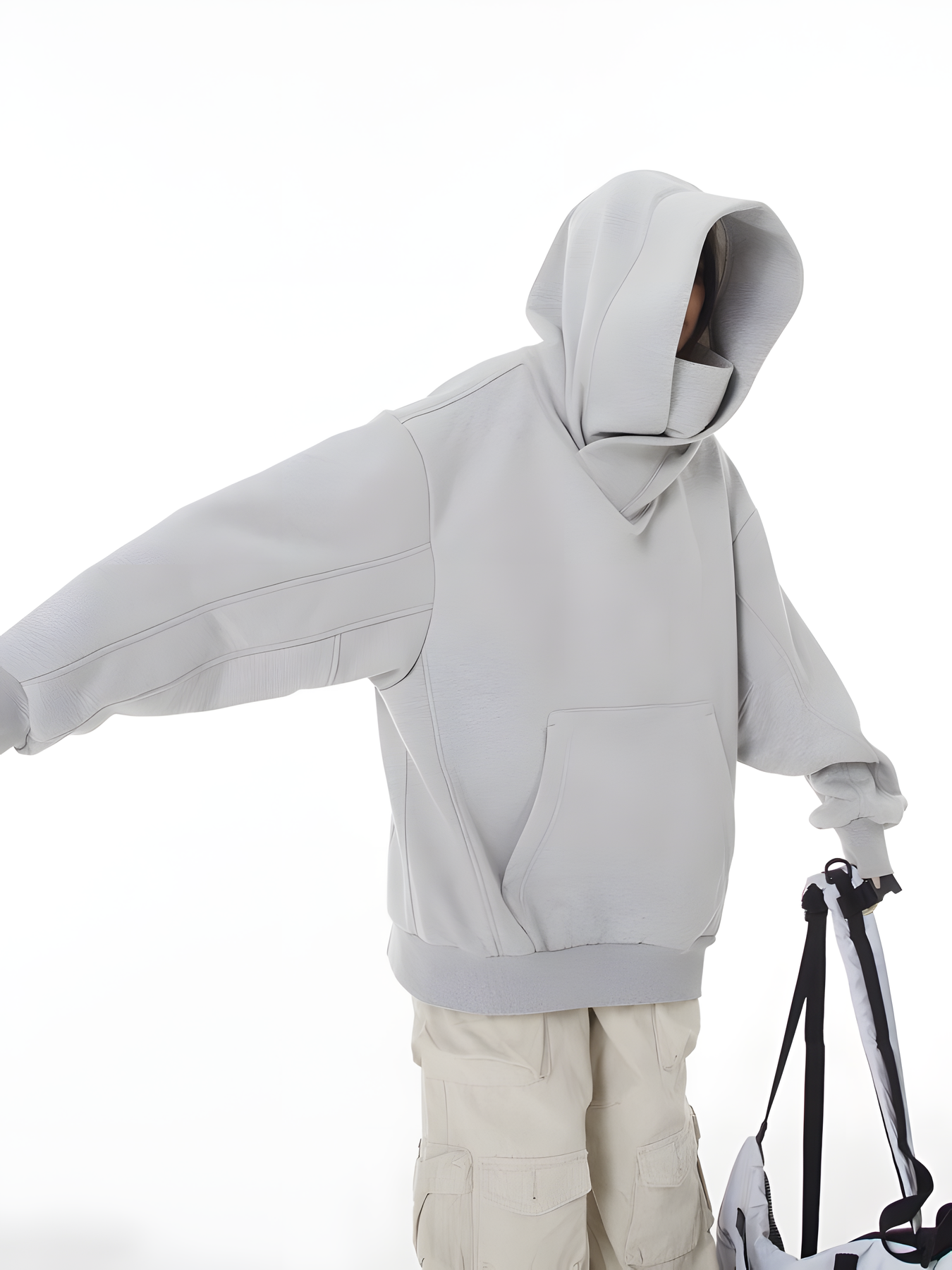 Loose Fit High Neck Hooded Pullover