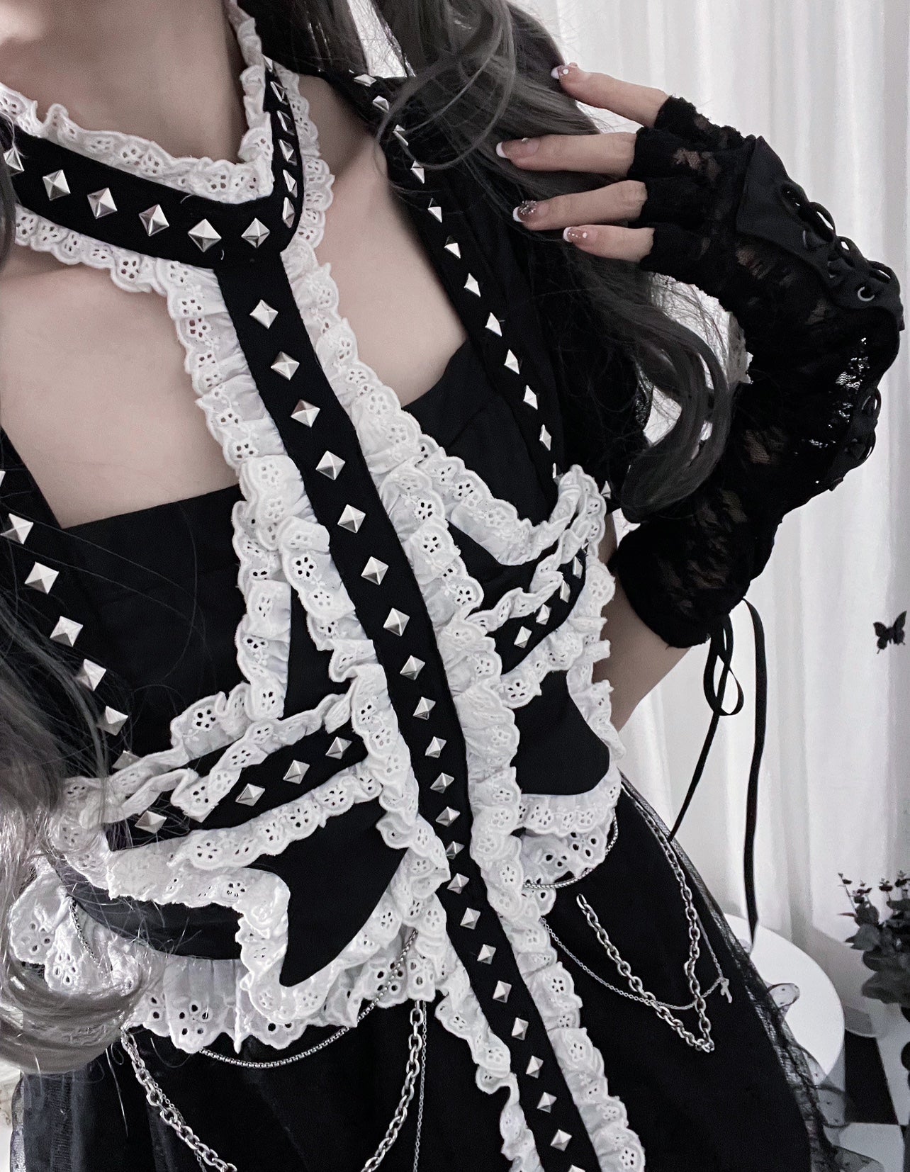 Cross Star Goth Puff Sleeve Dress