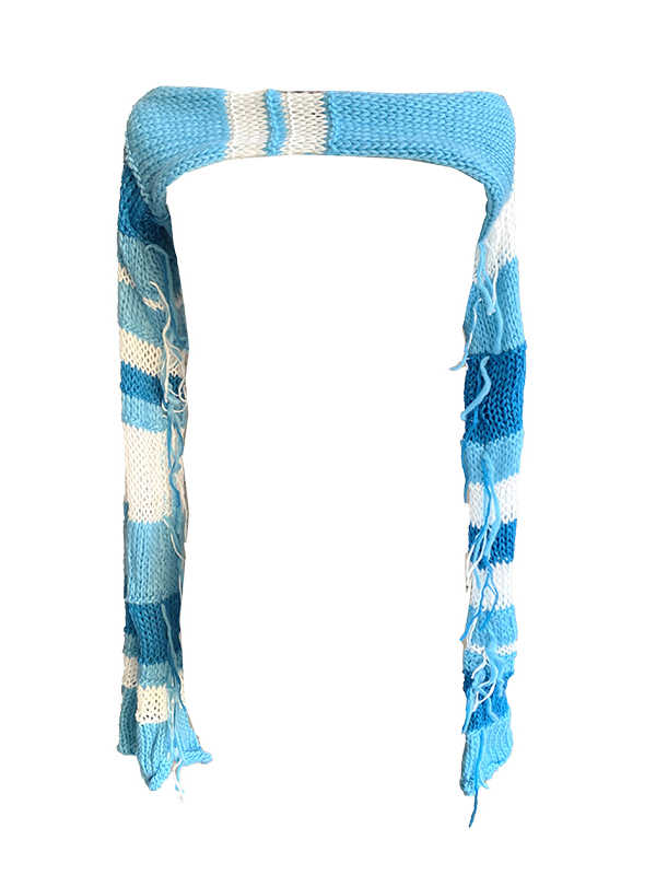 Y2K Knitted Hollow Striped Tassel Shawl