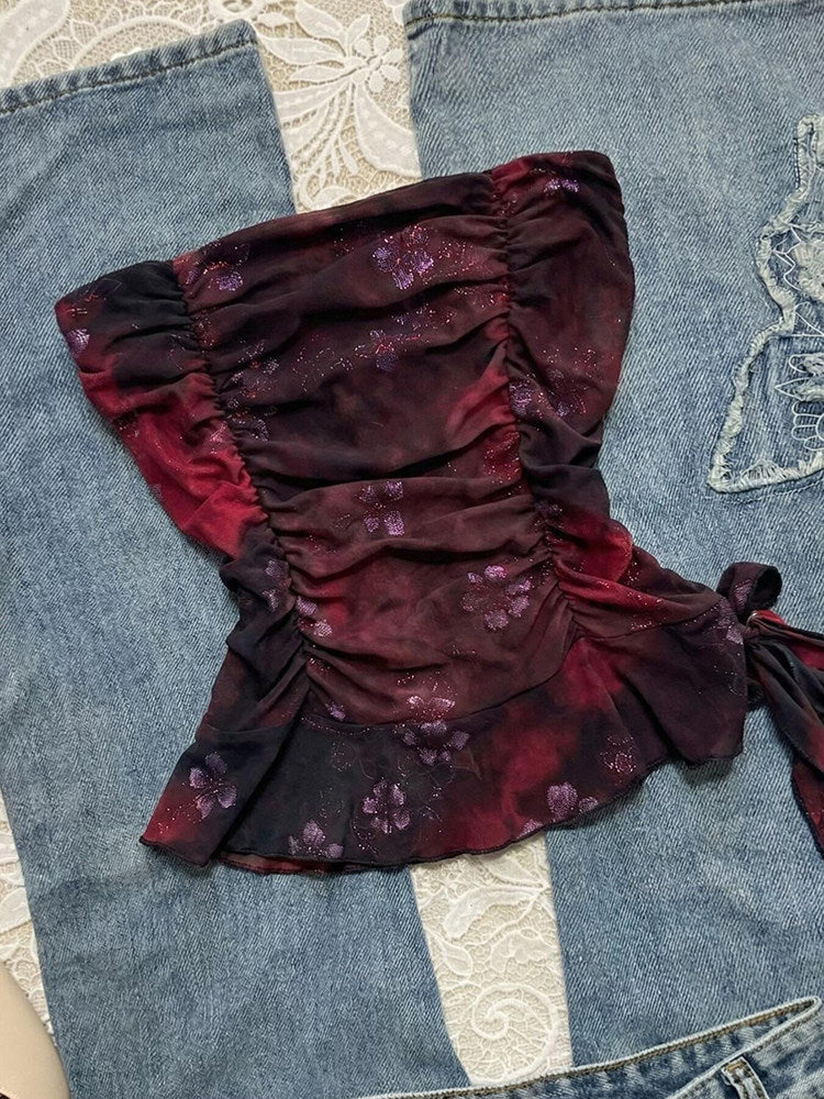 burgundy bow crop top