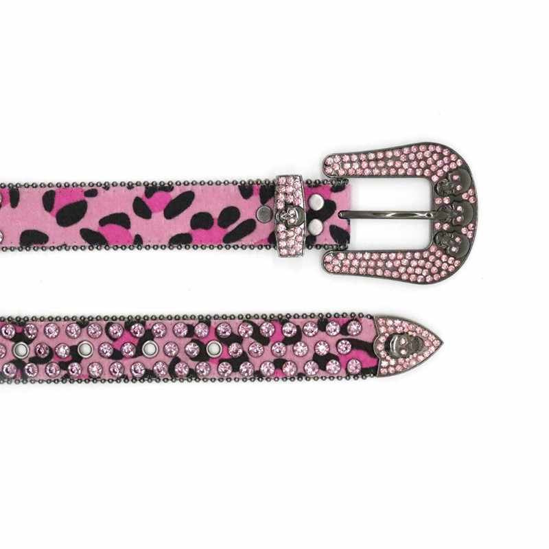 Y2K Pink Leopard Rhinestones Belt