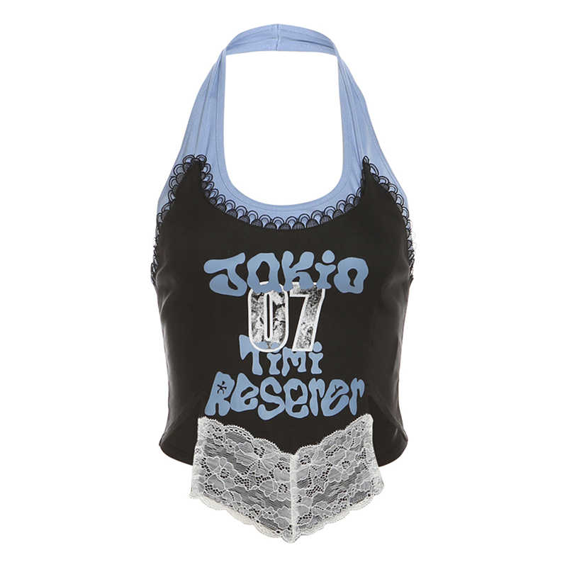 Y2K Aesthetic Halter Neck Crop Top