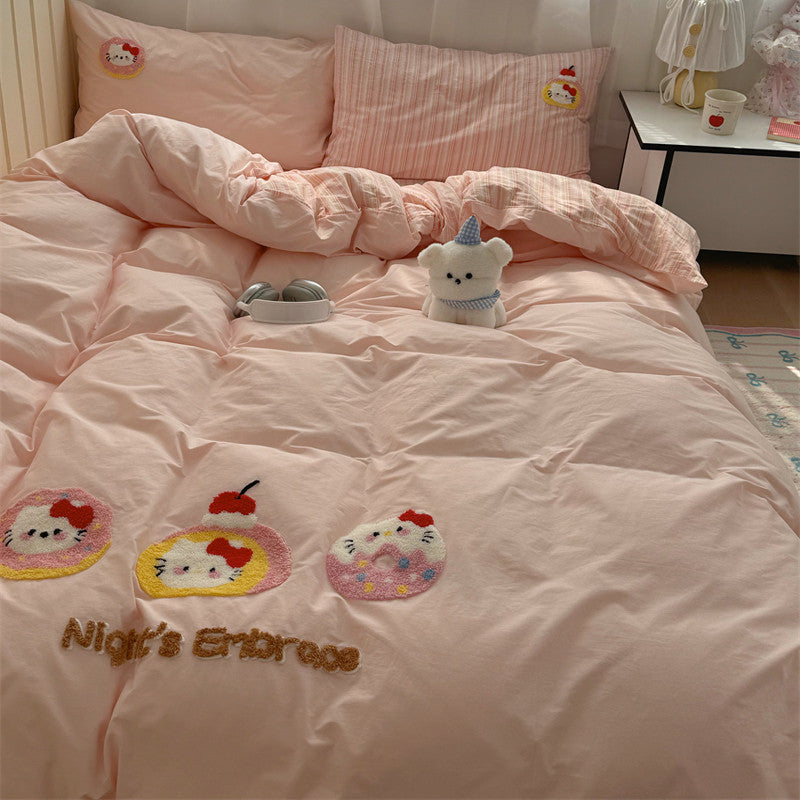 Katie Cake Cute Washed Cotton Sheets Four-piece Set