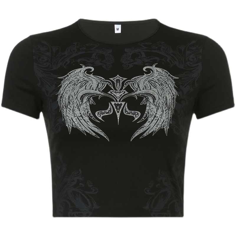 Goth Wings Round Neck Tee